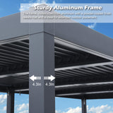 Goldshire 10'x 13' Patio Louvered Pergola Canopy Modern Aluminum Pergola with Adjustable Roof Rainproof Gazebo for Outdoor BBQ Deck Yard Lawn and Garden Deep Grey Hardtop Gazebo (10x13FT) Goldshire