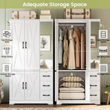 ANCTOR Armoire Wardrobe Closet with Mirror, 70.9" H × 36.2" W, Bedroom Armoires with 4 Doors, 3 Drawers and Shelves, Large Clothing Storage Cabinet for Hanging Clothes, White ANCTOR