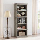 GAOMON 5 Tier Bookcase, Farmhouse Book Shelf with Storage, 67.4 Inch Tall Open Display Bookshelves, Wooden 5 Shelf Bookcase for Living Room, Bedroom - Grey GAOMON