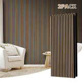 2-Pack 47.3"x23.6" Walnut Acoustic Wood Slat Wall Panels - Soundproof 3D Textured Panels for Noise Reduction & Modern Interior Decor | Easy Install for Living Room, Bedroom & Office laapee
