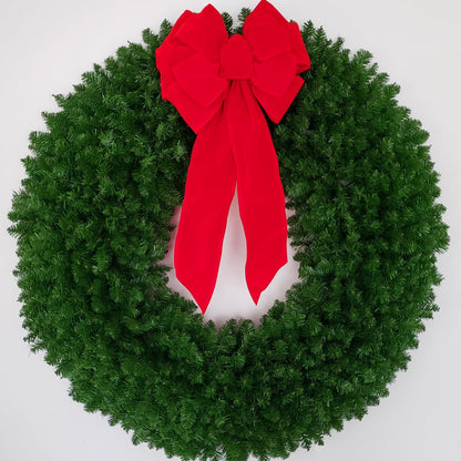 5 Foot Christmas Wreath with Large Red Bow - 60 inch - Commercial Grade - Indoor - Outdoor - No Lights