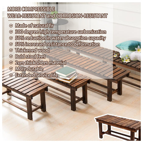 LSPYYDS Outdoor Garden Bench, 2-Person Wood Patio Bench Weatherproof Outdoor Backless Bench, Anti-Corrosion and Anti-Rust Garden Benches for Garden Lawn Porch Park Backyard 90x35x40cm LSPYYDS