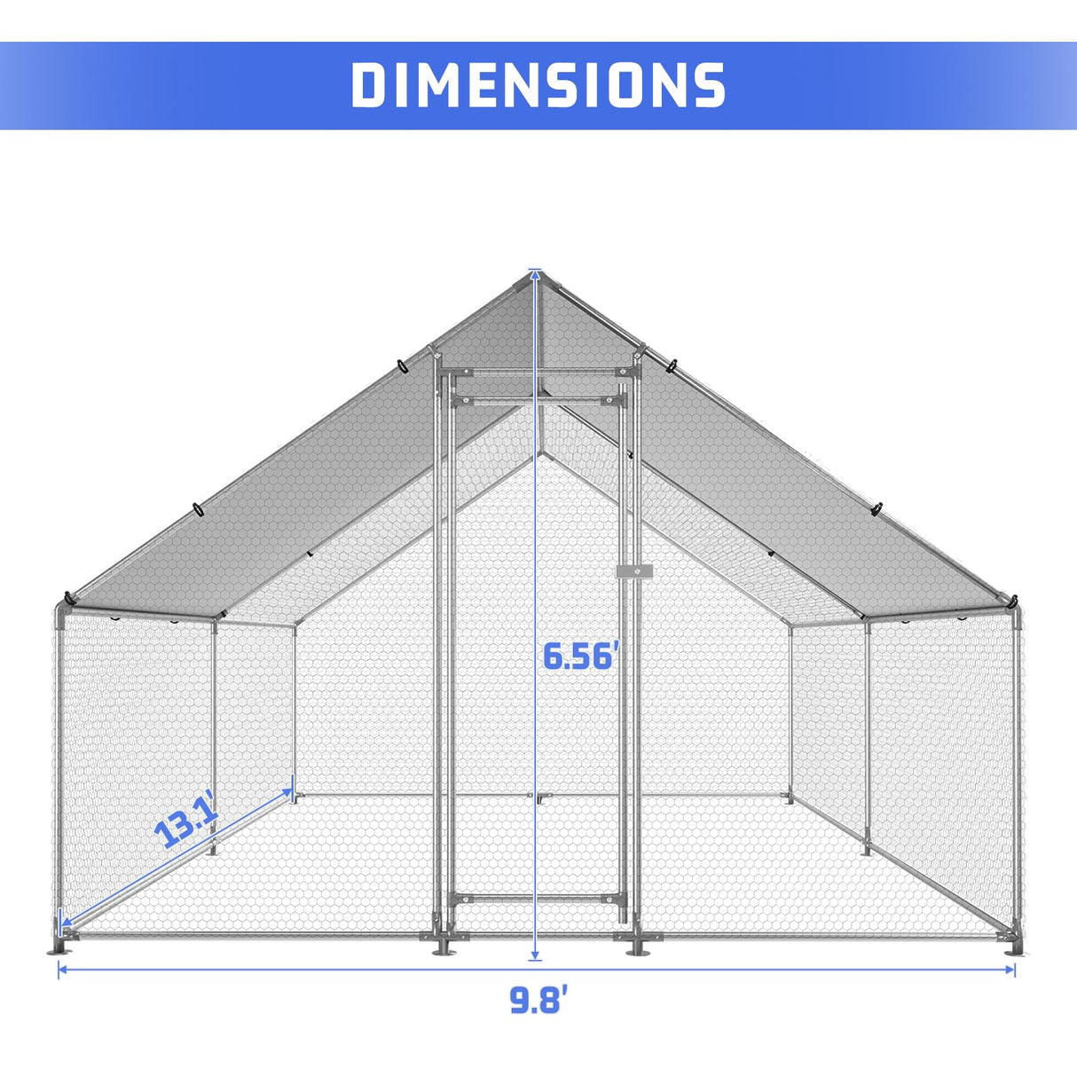 HEYTOWN Large Metal Chicken Coop Chicken Pen Walk-in Poultry Cage with Water-Resident and Anti-UV Cover Chicken Runs for Yard with Cover Duck Rabbit Dog House Outdoor HEYTOWN