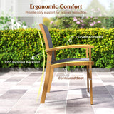 Tangkula 9 Pieces Acacia Wood Patio Dining Set for 6-8, Outdoor Expandable Table and Chairs Set with 1.97" Umbrella Hole and Breathable Fabric for Garden, Lawn, Yard and Poolside Tangkula