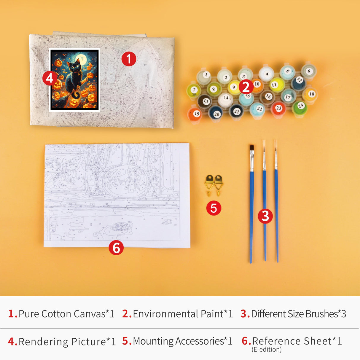 Rebotipy DIY Moon Paint by Numbers Kits Animals Cat Paint by Number on Canvas with Brushes Painting Artwork Kits Halloween Gifts Paint by Number for Adults Beginner Home Wall Decor 16x20 in Rebotipy