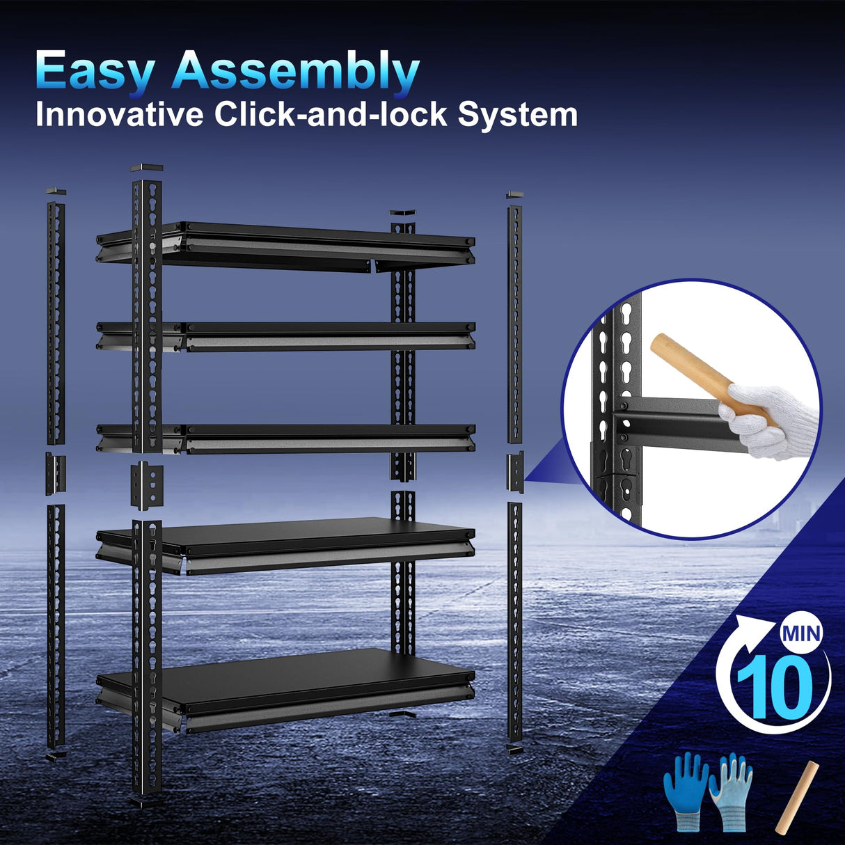 Huhaneon Heavy Duty Garage Shelves - 48''W 2,500Lbs Metal Adjustable Storage Shelving Rack Units for Warehouse Basement 5 Tier Black 47.2" W x 17.7" D x 78" H Huhaneon