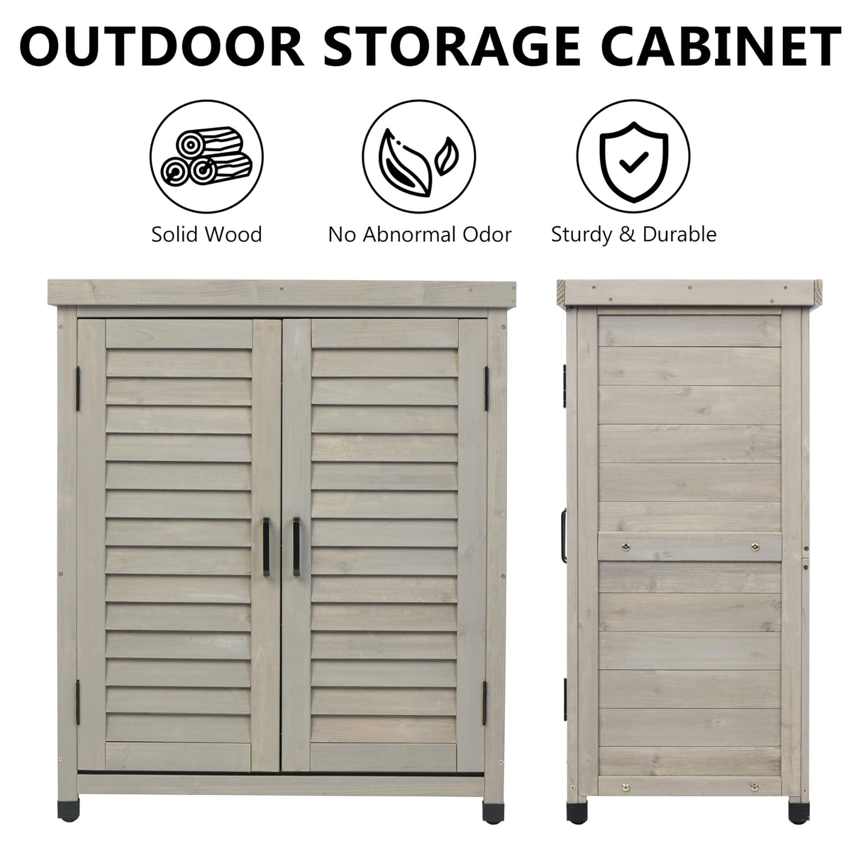 Potting Bench with Storage Cabinet and Metal Table Top for Outdoor Patio, Garden Furniture Wood Workstation (Accent Grey, 31x17x36) Mederla