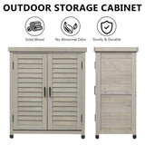 Potting Bench with Storage Cabinet and Metal Table Top for Outdoor Patio, Garden Furniture Wood Workstation (Accent Grey, 31x17x36) Mederla