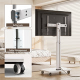 FITUEYES Rolling TV Stand - Portable Mobile TV Cart on Wheels for 32 to 65 70 75 Inch TVs, Landscape to Portrait Rotating and 40°Swivel, Height Adjustable TV Cart Rolling TV Stand Hold Up to 88 Lbs FITUEYES
