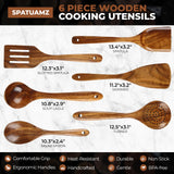 Wooden Cooking Spoons, Ladle and Spatula, Fine Polished Teak Wood Cooking Utensils Set, Nonstick Wooden Kitchen Spoon & Spatula Set(6Pcs) SPATUAMZ