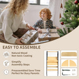 Foldable Toddler Tower Preassembled Kitchen Step Stool, Folding Tower for Learning with 3 Adjustable Heights Montessori Toddler Standing Tower Collapsible Step Stool for Kids 1-6y GY NAT TDKDHoming