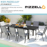 Outdoor Expandable Dining Table 71"-106" Aluminum Patio Dinner Table for 8-10 Person, Rectangular Metal Collapsible Tables with Umbrella Hole, Patio Tables with Extendable Top for Garden, Backyard PIZZELLO