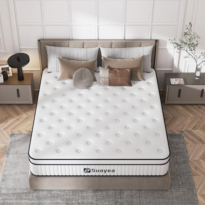 King Mattress 12 Inch, King Size Mattress in a Box, Hybrid Mattress with Pocket Spring and Soft Foam, Ultimate Motion Isolation, Strong Support, Medium Firm, Upgraded Strength