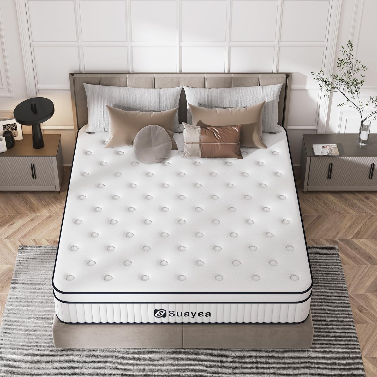 King Mattress 10 Inch, King Size Mattress in a Box, Hybrid Mattress with Pocket Spring and Soft Foam, Ultimate Motion Isolation, Strong Support, Medium Firm