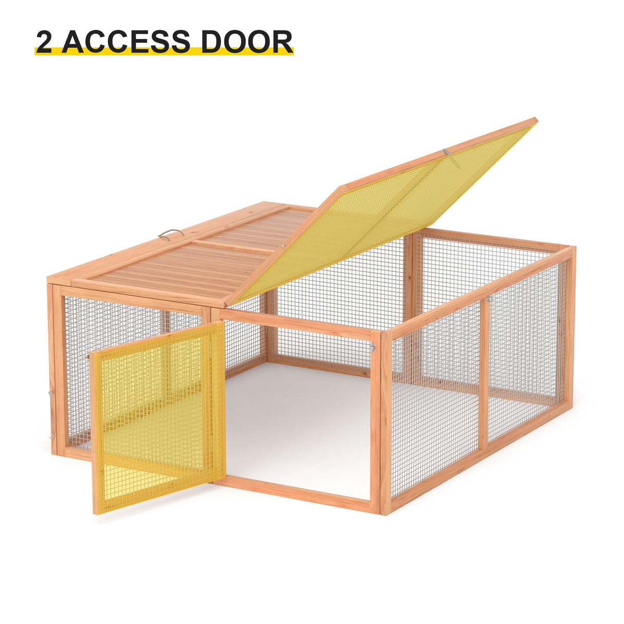 Chicken Coop, Wooden Rabbit Hutch Outdoor Indoor Folding Bunny Cage with Handle Portable Chicken Run with Top & Side Opening Doors Small Animal Playpen No Assembly Pet Poultry Cage for Bunny(Wood) Phonjoroo