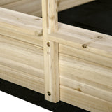 Outsunny Kids Wooden Sandbox, Covered Children Sand Playset Outdoor, w/Adjustable Canopy Shade, Bottom Liner, Seat, Plastic Basin, Aged 3-8 Years Old, for Backyard, Beach, Natural Outsunny