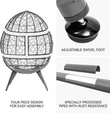 YITAHOME Egg Chair Wicker Outdoor Indoor Oversized Large Lounger with Stand Cushion Leveling Feet Egg Basket Chair 330lbs Capacity for Patio, Garden, Backyard, Balcony-Grey YITAHOME