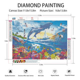 Dolphins Diamond Art DIY Diamond Painting Kits for Adults Diamond Gem Art for Beginners for Home Wall Art Decor Gifts 12x16inch Toulideifaria