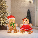 Dazzle Bright Christmas Outdoor Decorations Yard, 2-Piece Lighted 2D Gingerbread Man with 50 L, 23 Inch Pre-Lit Light Up Gingerbread Man, Xmas Festive Holiday Front Garden Patio Yard Lawn Display Dazzle Bright