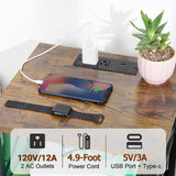 AMHANCIBLE Night Stand Set 2, LED Nightstand with Charging Station, End Tables Living Room with Fabric Drawers, Bedside Table for Bedroom, Rustic Brown, HET052LBR AMHANCIBLE