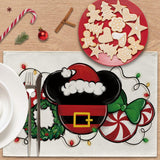 Croar Christmas Santa Placemats Set of 4, Xmas Wreath Peppermint Candy Dining Place Mats Table Decor, Winter Funny Holiday Home Kitchen Decoration 12 x 18 Inch Croar