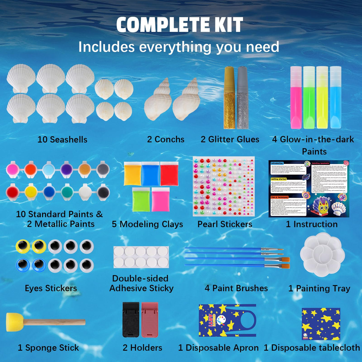 EPUMP Shell Painting Kit for Kids - Glow in The Dark Arts and Crafts for Boys Girls Ages 6-12, Kids Crafts 8-12, Art Supplies, Creative Arts and Crafts Toys Christmas Birthday Party Gifts EPUMP