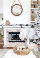 Funly mee 16.2 Inch Rustic Round Decorative Mirror with Solid Wood Frame&Rope Hanging,Farmhouse Antique Wall Decor (L) Funly mee