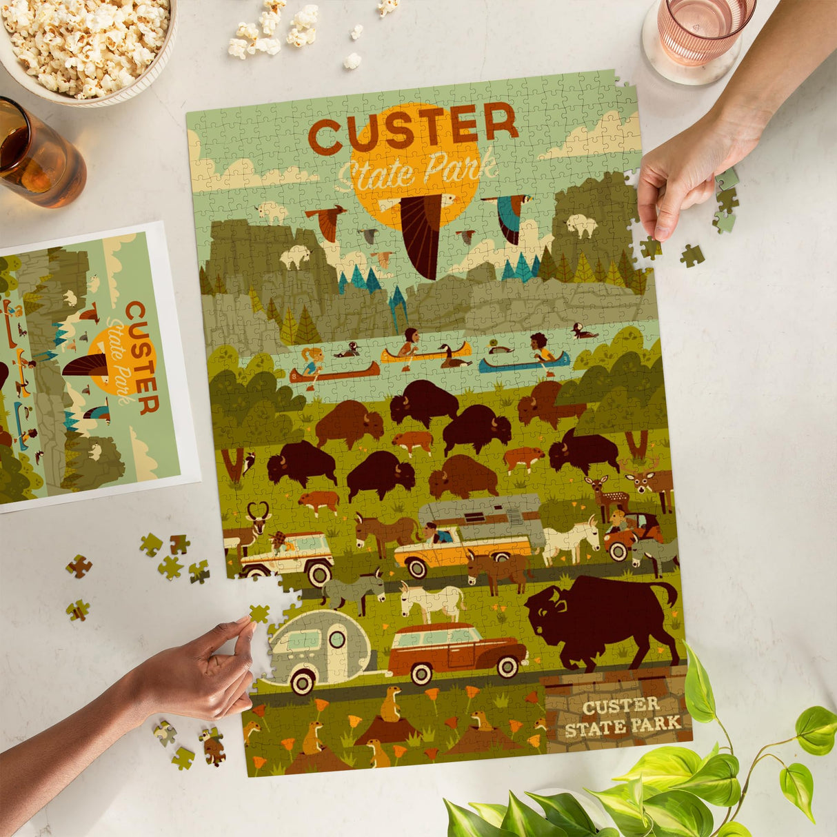Custer State Park, South Dakota, Geometric (1000 Piece Puzzle, Challenging Jigsaw Puzzle for Adults, Made in USA) Lantern Press