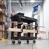 LUXOR EC111-B Tub Storage Cart 3 Shelves - Black,32" x 18" Luxor