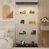 65.59" Tall Tempered Glass Display Cabinet with LED Lights&Rolling Wheels, Curio Cabinet with 4 Shelves with 2 Door, Quick-Install Style Floor Standing Bookshelf File Cabinet for Living Room Office Maxtude