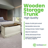 Furniture Dash Wooden Storage Trunk Corona, Wooden Entryway Storage Bench, Ideal for Living Room, Bathroom, Entryway, Office, Kitchen - White Distressed Furniture Dash
