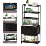 Herture 20-29 Gallon Fish Tank Stand, Aquarium Stand with 2 Shelves and Cabinet Accessories Storage, for 20 Gallon Long Aquarium, Metal Frame 32.28" L*16.53" W PG03YGB Herture