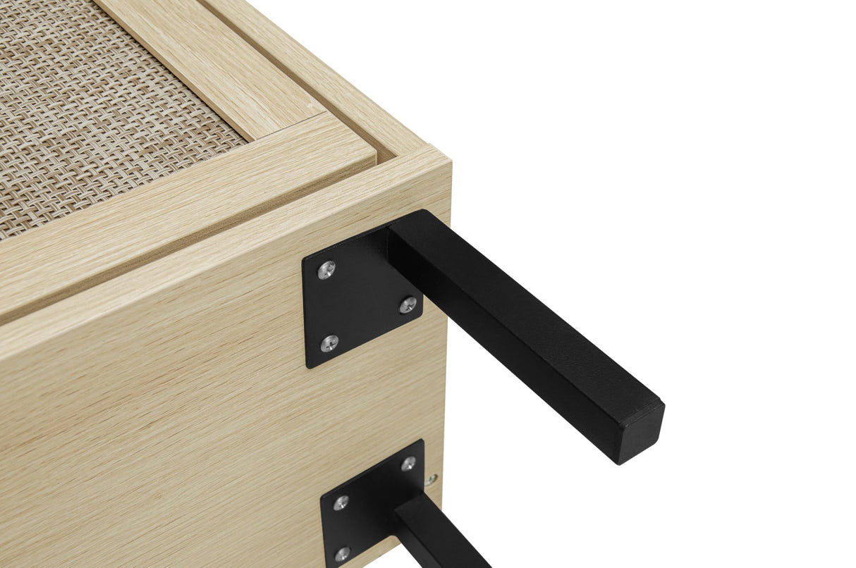 ZeHuoGe Natural Rattan Cabinet with 3 Flip Drawers, Free Standing Modern 3-Tier Shoe Storage Rack for Heels, Slippers, Entrance Hallway Entryway （3 Drawers） ZeHuoGe