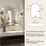 FUNFOLLOW Silver Medicine Cabinet with Mirror,Bathroom Arched Medicine Cabinet Wall Mounted, Modern Vanity Mirror with Storage,Bathroom Storage Cabinet with Adjustable Shelves,Not Recessed,24x36 Inch FUNFOLLOW