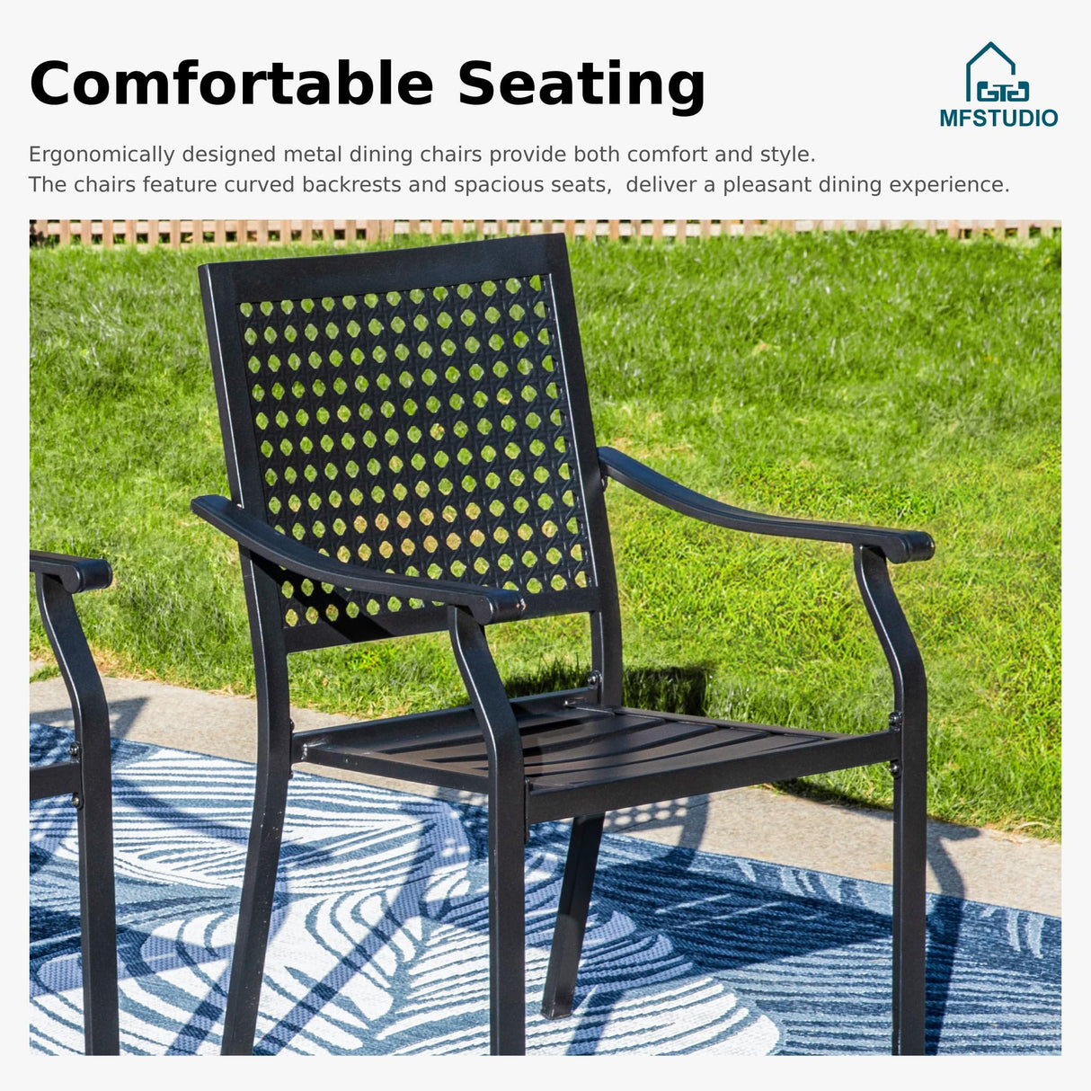 MFSTUDIO Patio Dining Set for 6, Outdoor Dining Set with Expandable Table, 7 Piece Metal Patio Table and Chairs Set, Outdoor Patio Furniture Set for Deck Backyard Poolside Garden MFSTUDIO