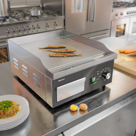 TOPKITCH Electric Griddle, 14 Inch Flat Top Grill Commercial Electric Griddles Stainless Steel Adjustable Temperature Control 90℉-575℉ for Home or Restaurant Use TOPKITCH