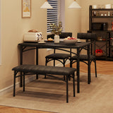 Garvee Dining Table Set for 4, Kitchen Table with Upholstered Bench and 2 Chairs, 4-Piece Wooden Dining Table Set for Apartment, Dining Room, Small Space, Black Garvee