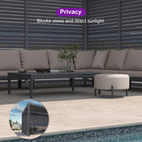 PURPLE LEAF Louvered Pergola 94AS 12' x 16' Outdoor Aluminum Pergola with Fixed Shutter Wall Adjustable Roof for Deck Backyard Grey Hardtop Gazebo, 1/4 Long Side and 1 Short Side PURPLE LEAF