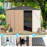 AECOJOY 8' x 6' Metal Storage Shed for Outdoor, Steel Backyard 6x8 Sheds & Outdoor Storage with Lockable Doors, Utility and Tool Storage for Garden, Backyard, Patio, Outside use AECOJOY