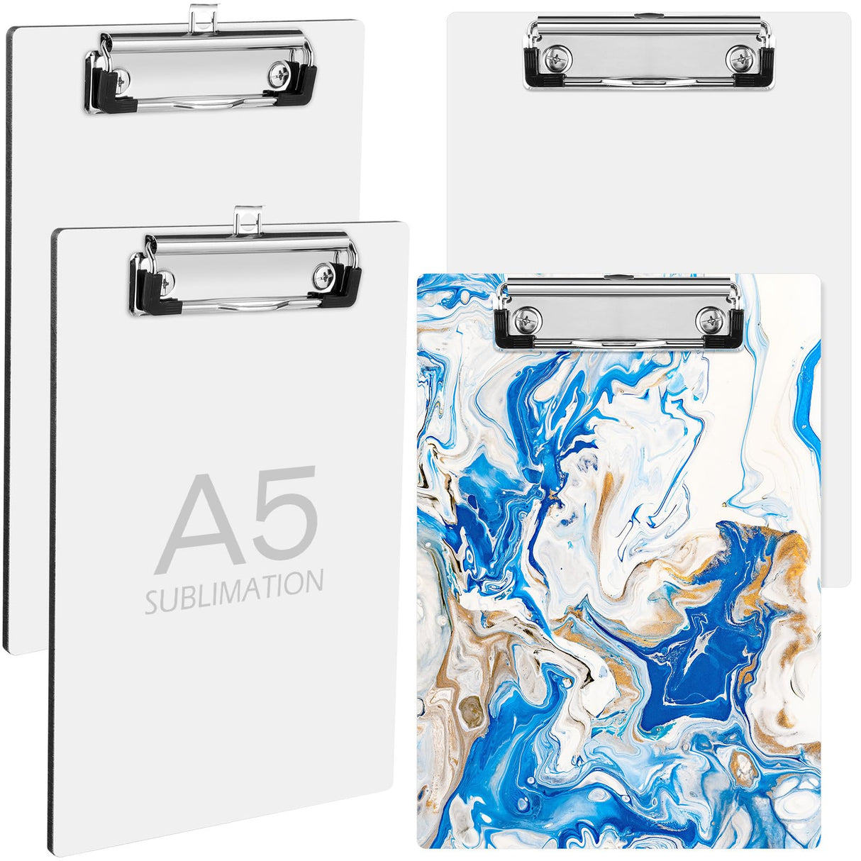 Seajan 4 Pcs Sublimation Clipboard Blank White Clipboard File Standard A5 Letter Size Clipboard with Low Profile Clip Thermal Transfer Office Clipboard for Nurses Students Teachers Lawyers Staff Seajan