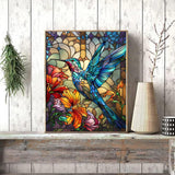 xackcme Hummingbird Paint by Numbers for Adults - Stained Glass Paint by Number on Canvas Without Frame, DIY Bird Oil Painting for Gift Home Wall Decor (16x20 inch) xackcme