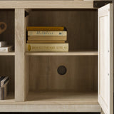 Walker Edison Georgetown Modern Farmhouse Double Barn Door TV Stand for TVs up to 65 Inches, 58 Inch, White Oak Walker Edison