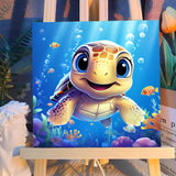 Reivworl Paint by Numbers Kit for Kids with Frame, Sea Turtles Paint by Number with Frame, Paint by Number Kids Age 5-8-12 for Gifts and Home Decor (8X8Inch) Reivworl