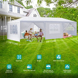 10'x30' Outdoor Party Tent, Large Tents for Parties, Wedding, Birthday, White Canopy Tent with 8 Removable Sidewalls & Transparent Windows, Outside Gazebo Event Tent for Backyard, Patio and Garden BNSPLY