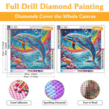 Diamond Art Kits for Adults Dolphin, DIY 5D Diamond Painting Kit for Beginners Sea World, Sea Animals Full Round Drill Gem Art Dots for Adults, Perfect for Home Wall Decor 14X14 Inch Okarina