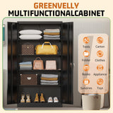 Greenvelly Metal Storage Cabinet with Lock, 72" H Black Metal Garage Storage Cabinet with Doors and 4 Shelves, Lockable Steel Tool Cabinets for Garage, Home, Office, Shop, School(36" W x 18" D) Greenvelly