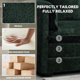 ZEIINPA L Shaped Sectional Sofa Cloud Couch for Living Room, 112" Chenille Comfy Boucle Modular Sleeper Sofa, Modern Upholstery Sofa with Ottoman & Memory Foam, Emerald Green ZEIINPA