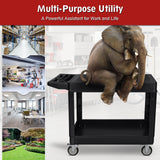 Flat Top Utility Cart, 2 Shelf Tool Cart on Wheels, 550 LBS Heavy Duty Rolling Service Cart with 360° Swivel Wheels and Ergonomics Handle for Warehouse Garage Garden Workshop, Black WXCOPON