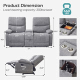 RIHEREFY Loveseat Recliner Sofa, Wall Hugger Recliner, Manual Reclining Loveseat with Console for Living Room, Home Theater, RV(Dark Gray) RIHEREFY