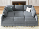 HONBAY Modular Sectional Sleeper Sofa with Storage Reversible Modular Sofa Couch Oversized Sectional Couch Bluish Grey HONBAY